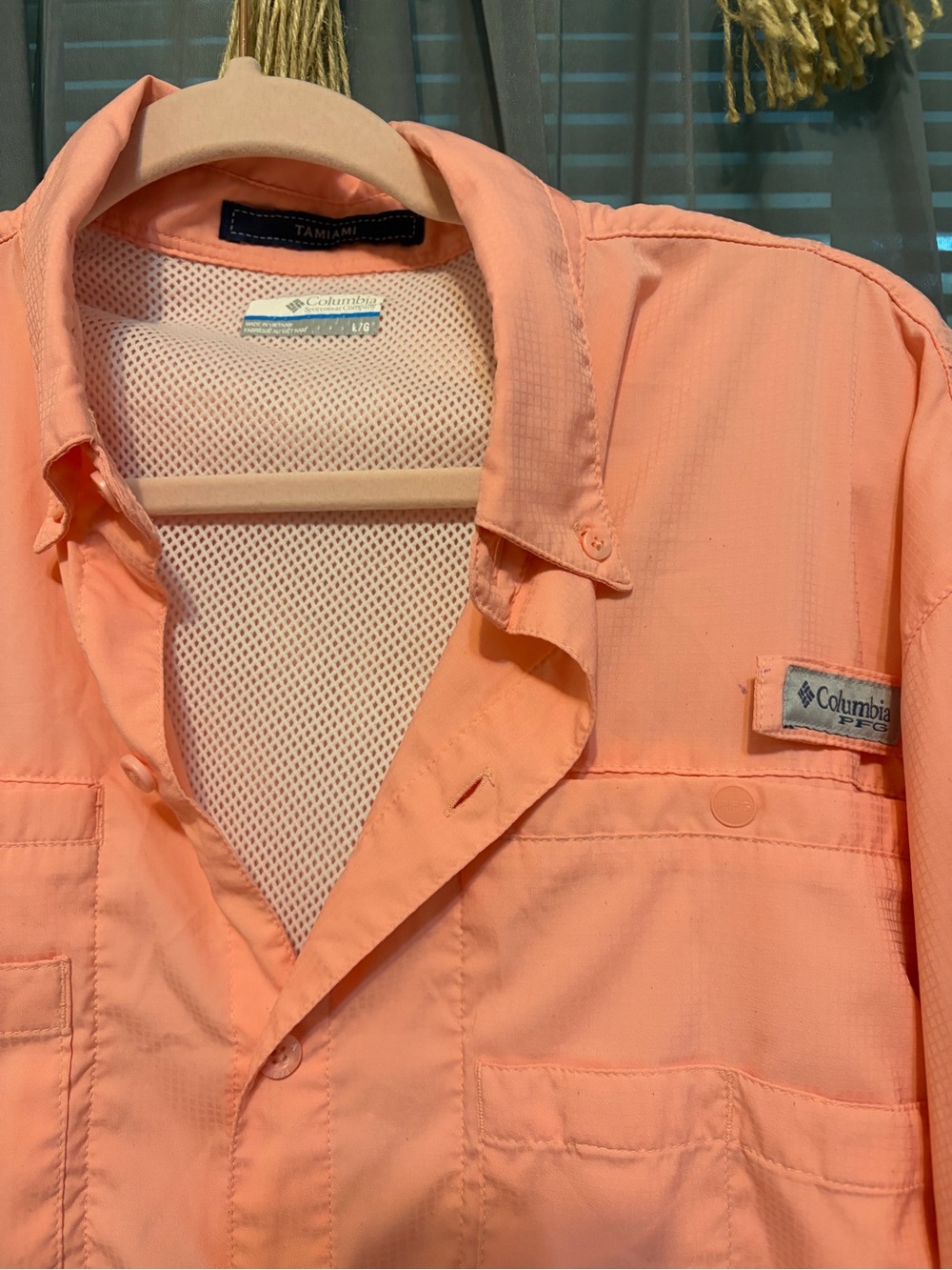 Columbia Lightweight Peach Outdoor Fishing Shirt Jacket